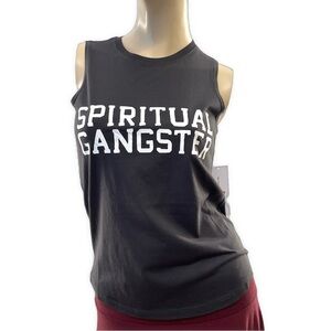 Spiritual Gangster- Black Logo Crew Neck Muscle Tank- XS